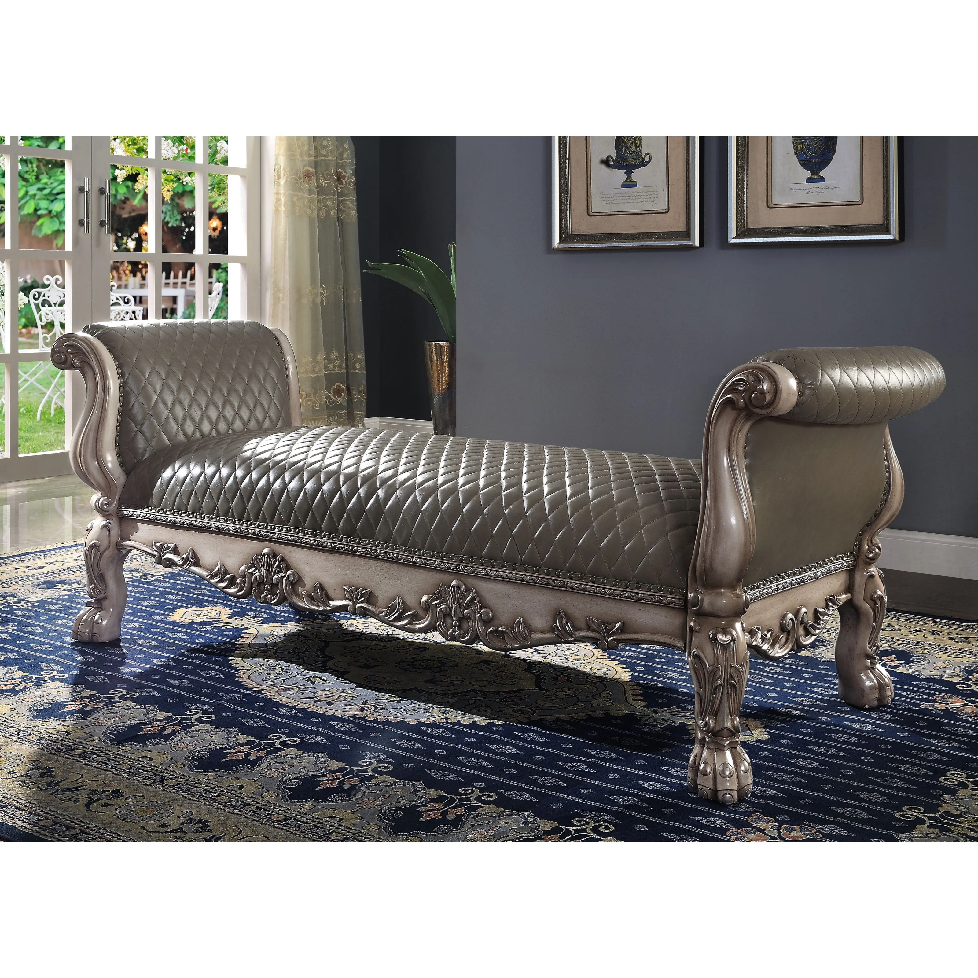 Acme Furniture Dresden II 96590 Traditional Faux Leather Bench Del
